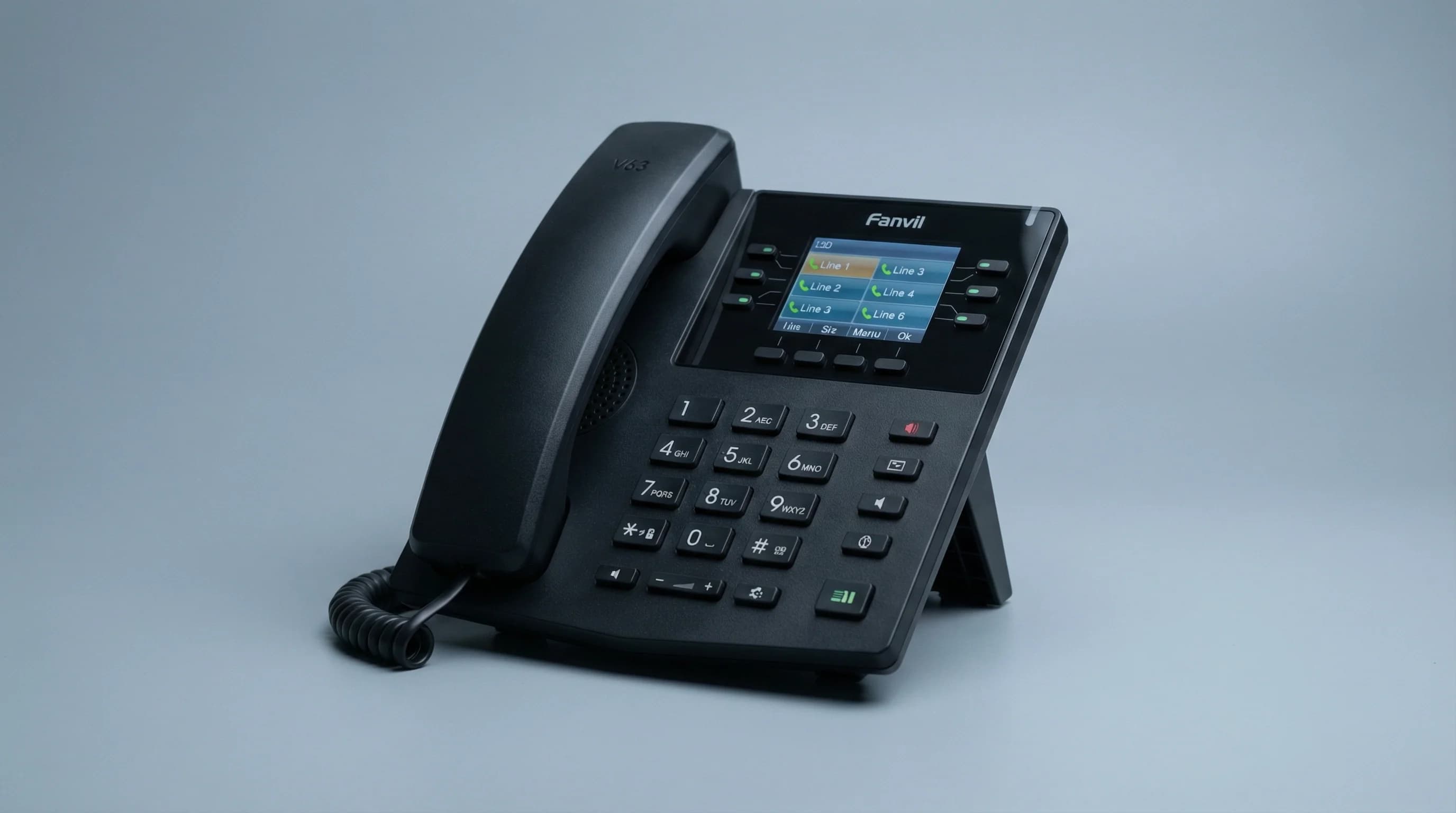 Téléphone IP Fanvil V63 à écran couleur, vu de trois quarts